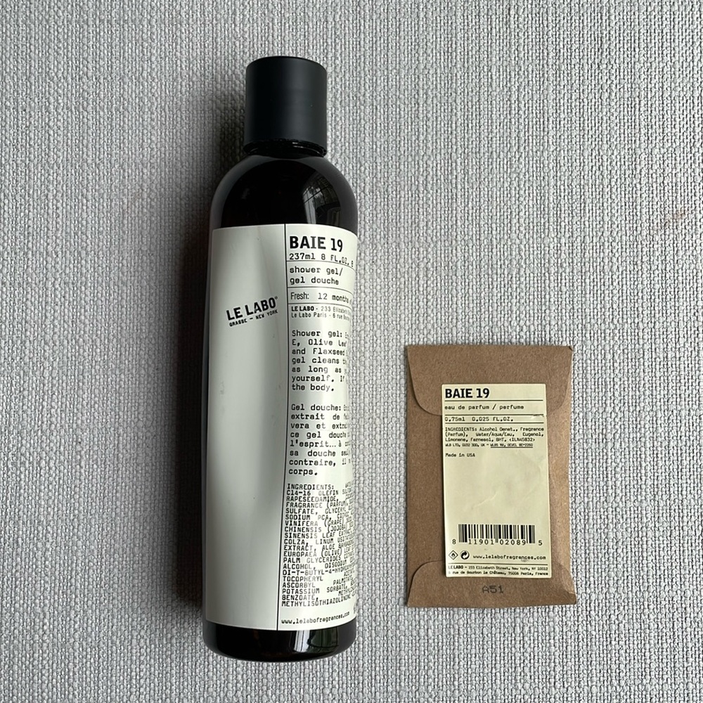 LE LABO Baie 19 Shower Gel + 0.75ml vial fragrance